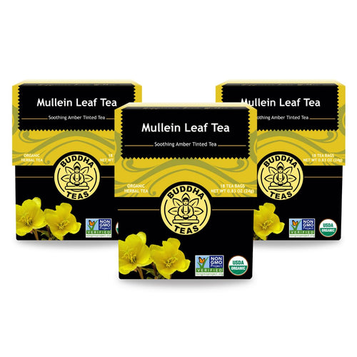 Buddha Teas Organic Mullein Leaf Herbal Tea, 18 Count (Pack of 3)