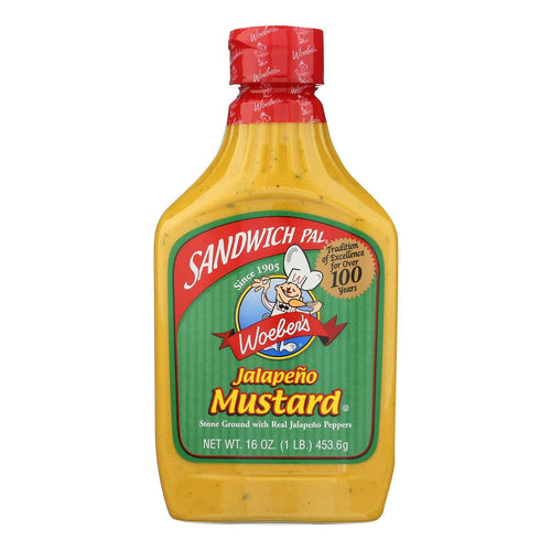 Woeber's Sandwich Pal Jalapeno Mustard, 16 oz (Pack of 6)