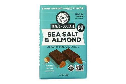 Taza Chocolate Organic Amaze Bar, 80% Stone Ground, Sea Salt & Almond, 2.5 oz
