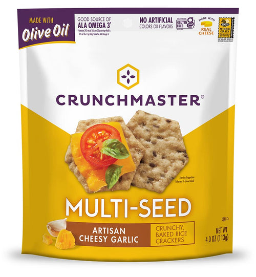 Crunchmaster Multi-Seed Crackers, Artisan Cheesy Garlic Bread, 4 oz