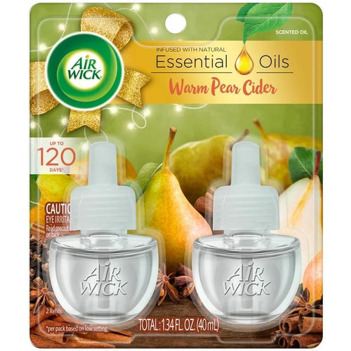Air Wick Plug-In Scented Oil Refills, Warm Pear Cider, 2 Count