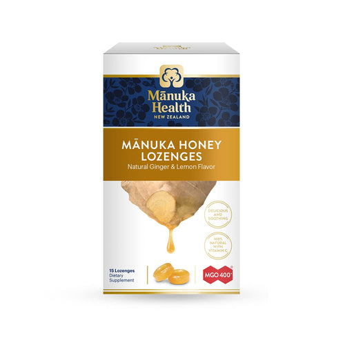 Manuka Health Manuka Honey Lozenges, Lemon and Ginger, 15 Count