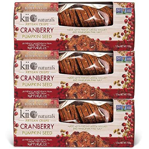Kii Naturals Artisan Crisps, Cranberry Pumpkin Seed, 5.3 oz (Pack of 3)