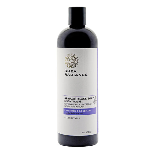 Shea Radiance African Black Soap Body Wash, Lavender Rosemary, 16 oz