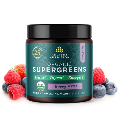 Ancient Nutrition Organic Super Greens Powder, Berry, 3.2 oz