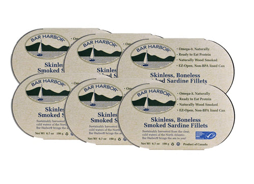 Bar Harbor Boneless Smoked Sardine Fillets, 6.7 oz (Pack of 6)