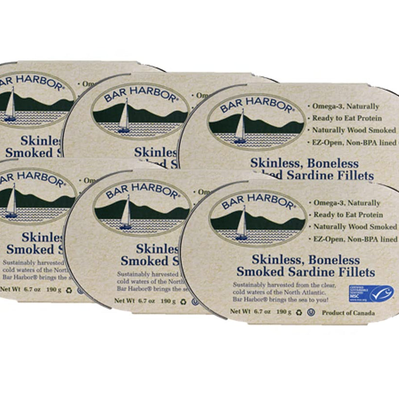 Bar Harbor Boneless Smoked Sardine Fillets, 6.7 oz (Pack of 6)