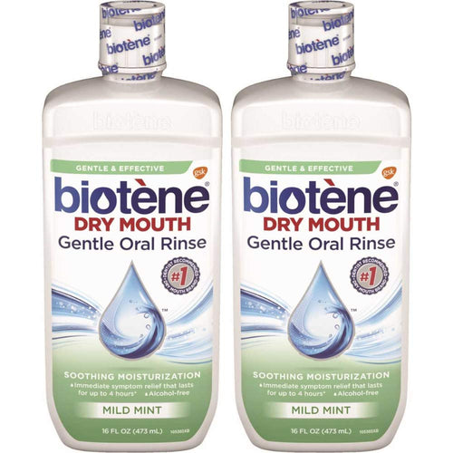 Biotene Moisturizing Oral Rinse, Mild Mint, 16 fl oz (Pack of 2)