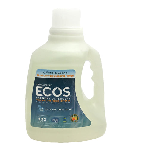 ECOS Hypoallergenic Laundry Detergent, Free & Clear, 100 oz, 100 Loads