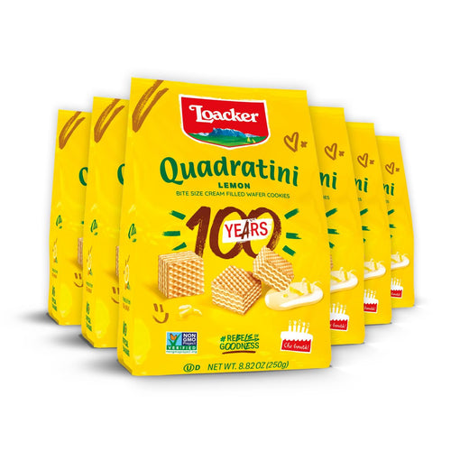 Loacker Quadratini Lemon Wafer Cookies, 30% Less Sugar (Pack of 6)