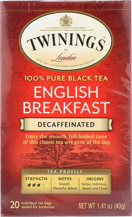 Twinings English Breakfast Decaffeinated Black Tea Bags, 20 Count