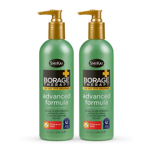 ShiKai Borage Therapy Advanced Formula Body Moisturizer, Fragrance Free, 8 oz (Pack of 2)
