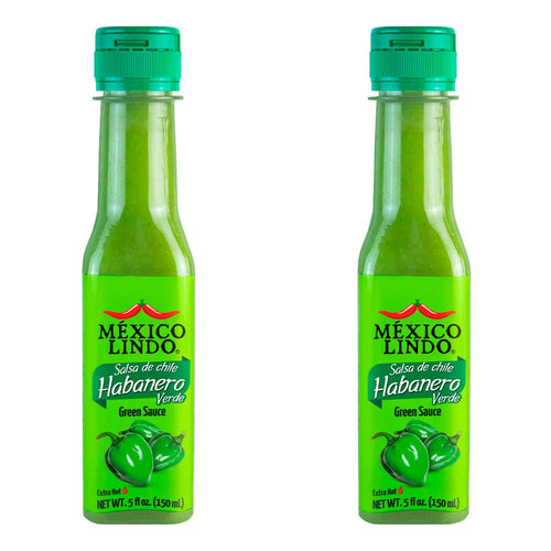 Mexico Lindo Green Habanero Hot Sauce, 5 fl oz (Pack of 2)