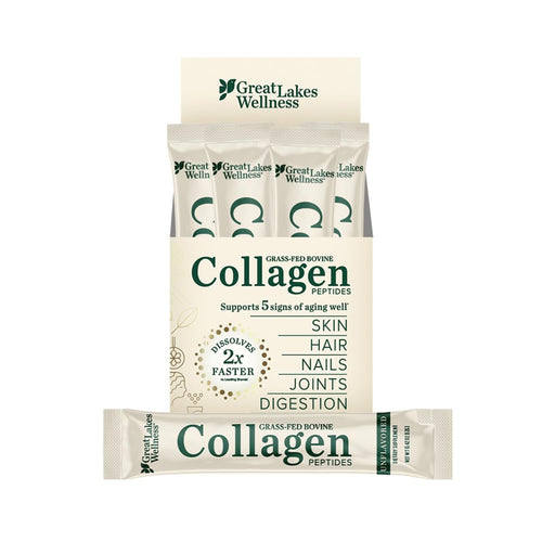 Great Lakes Wellness Collagen Peptides Powder, Unflavored (20 Stick Packs)