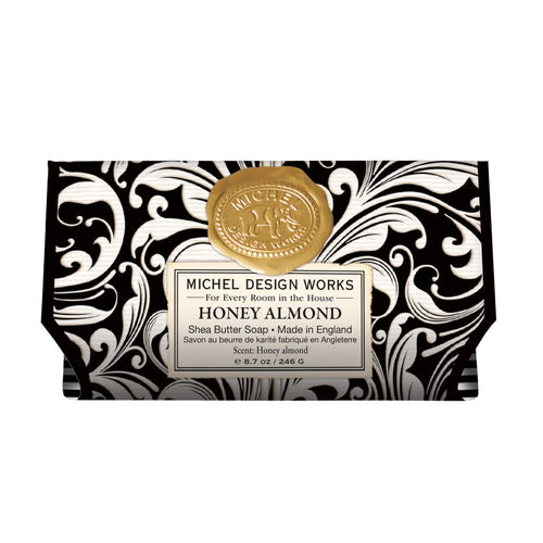 Michel Design Works Triple-Milled Large Bath Soap Bar, Honey Almond, 8.7 oz