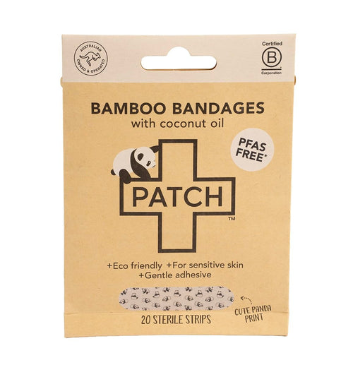 Patch Bamboo Adhesive Bandages with Coconut Oil, Kids Panda Print, 20 Count
