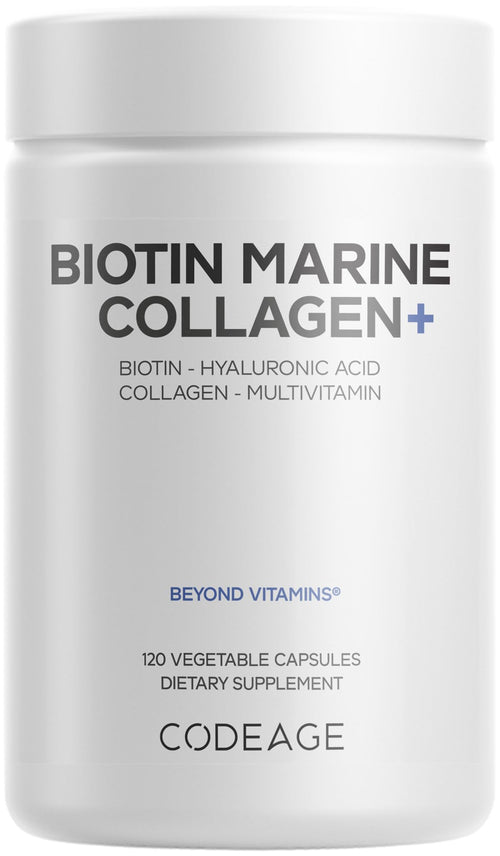 Codeage Biotin Marine Collagen with Hyaluronic Acid and Vitamin C, 120 Capsules
