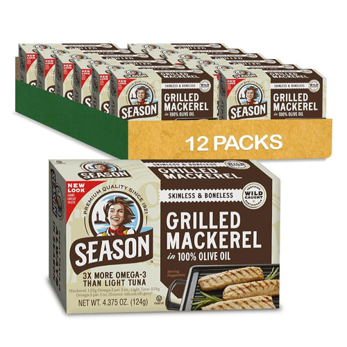 Season Grilled Mackerel in Olive Oil, 4.37 oz (Pack of 12)