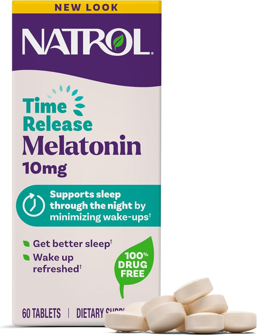 Natrol Advanced Sleep Melatonin Tablets, Maximum Strength 10 mg, 60 Count (Pack of 2)