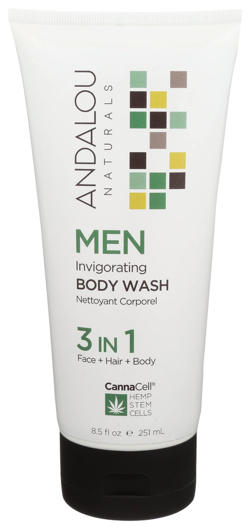 Andalou Naturals CannaCell Men Invigorating 3-in-1 Body Wash, 8.5 oz