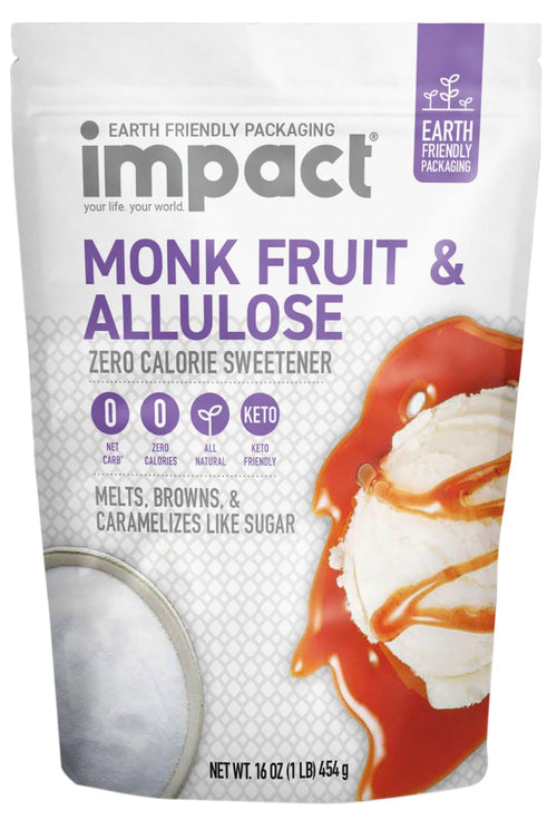 Impact Monk Fruit Allulose Sweetener Blend, Crystallized, 1 lb