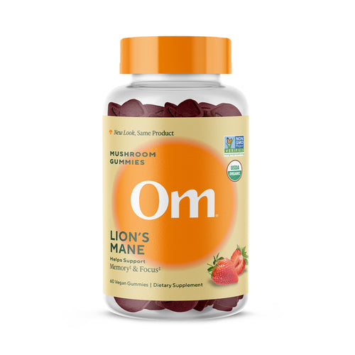 OM Mushroom Superfood Lion's Mane Mushroom Gummies, Strawberry, 60 Count
