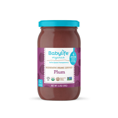 Babylife Organics Stage 1 Organic Baby Food, Plum, 3.2 oz Jar