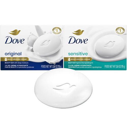 Dove Beauty Bar Sensitive & Original Variety, 2.6 oz (Pack of 2)