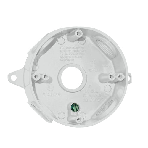 Sigma Round Metal Electrical Outlet Box, Weatherproof, White