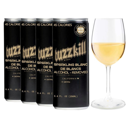 Buzzkill Wines Non-Alcoholic Sparkling Blanc de Blancs, 8.4 fl oz Cans (Pack of 4)