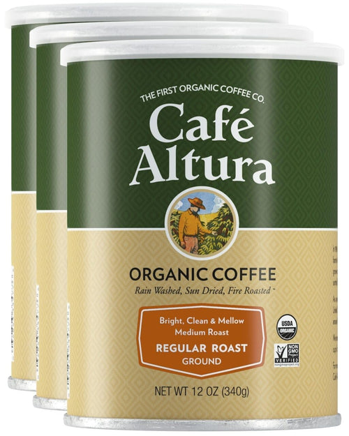 Cafe Altura Organic Ground Coffee, Regular Roast, 12 oz (Pack of 3)
