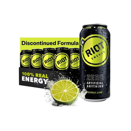 Riot Clean Energy Drink, Citrus Lime, 16 fl oz (Pack of 12)