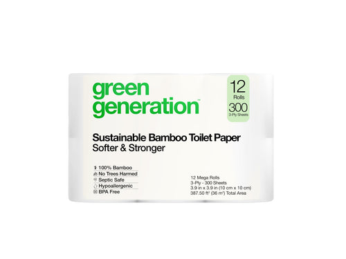 Green Generation Bamboo Toilet Paper, 3-Ply, 300 Sheets (12 Rolls)