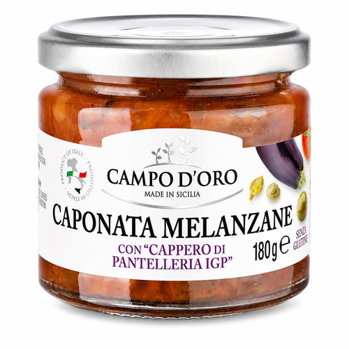 Campo d'Oro Sicilian Eggplant Caponata, 6.3 oz Glass Jar