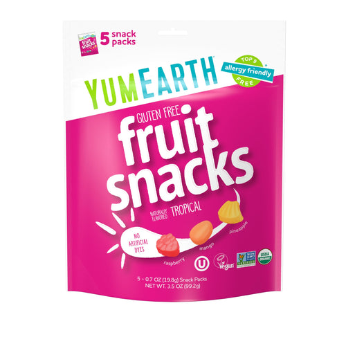 YumEarth Organic Tropical Fruit Snacks, 5 Snack Packs