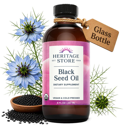 Heritage Store Organic Black Seed Oil, Cold Pressed, 8 fl oz