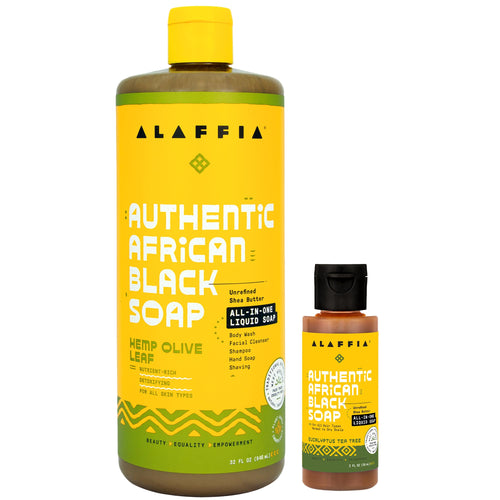 Alaffia Authentic African Black Soap, Hemp Olive Leaf, 32 oz