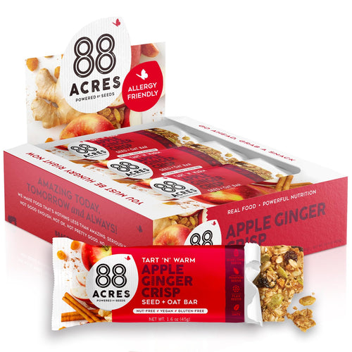 88 Acres Apple Ginger Crisp Seed and Oat Bars, 12 Count