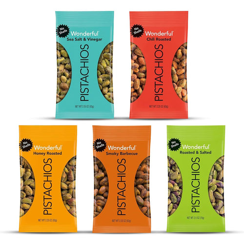 Wonderful Pistachios 5 Flavor Variety Pack, 2.25 oz (Pack of 5)