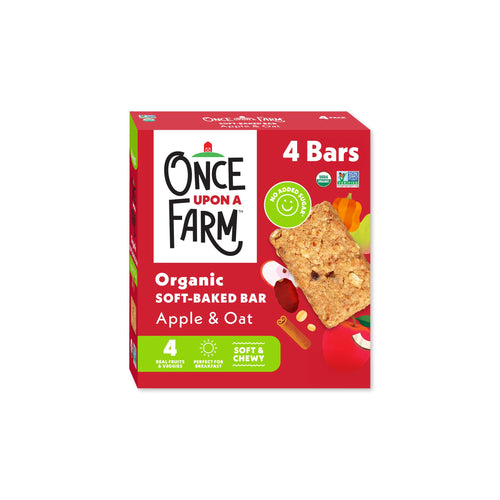 Once Upon a Farm Organic Soft Baked Kids' Bars, Apple and Oat (Pack of 4)