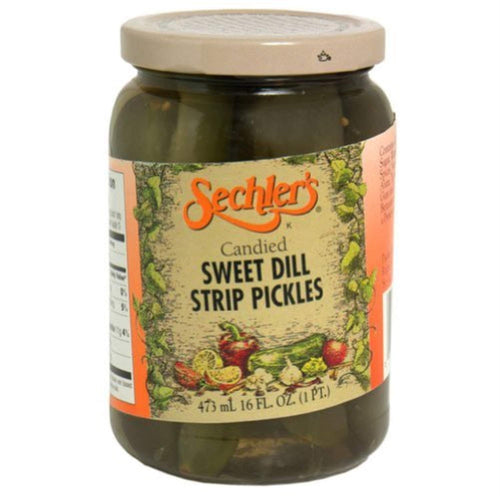 Sechler's Candied Sweet Dill Strip Pickles, 16 oz (Pack of 6)