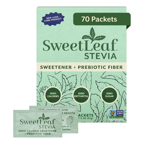 SweetLeaf Stevia Powder Sweetener Packets, 70 Count