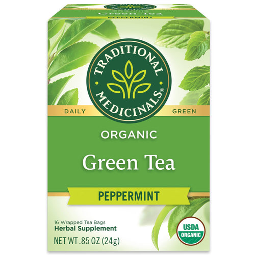 Traditional Medicinals Organic Green Tea Peppermint Herbal Tea, 16 Tea Bags