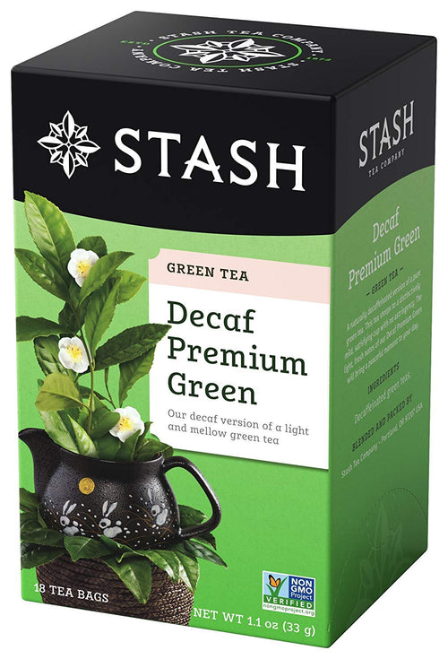 Stash Decaf Premium Green Tea, 18 Bags (Pack of 6)