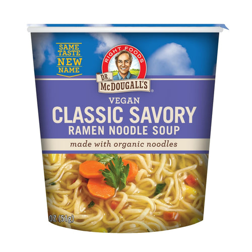 Dr. McDougall's Vegan Classic Savory Ramen Noodle Soup Cup, 1.8 oz (Pack of 6)