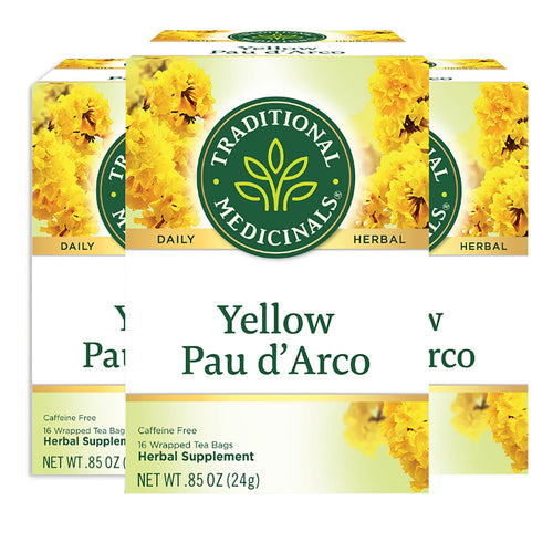 Traditional Medicinals Yellow Pau d'Arco Herbal Tea, 48 Tea Bags (Pack of 3)