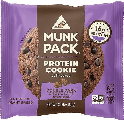 Munk Pack Soft Baked Protein Cookie, Double Dark Chocolate (Pack of 12)