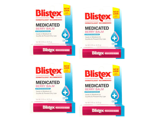 Blistex Medicated Berry Lip Balm, 0.15 oz (Pack of 4)