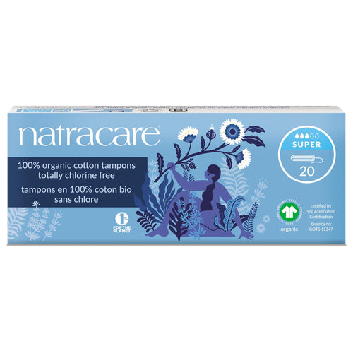 Natracare Organic Cotton Non-Applicator Tampons, Super, 20 Count