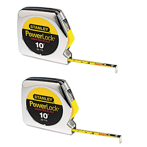 Powerlock Tape Rule, 1/4 in x 10 ft, Chrome (Pack of 2)